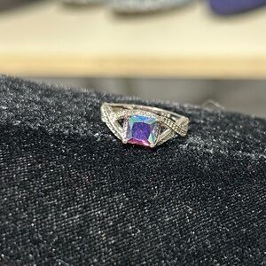3/$20 Dazzling Silver Ring with Multicolor Gemstone
